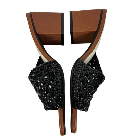 Anthropologie x Intentionally Blank Black Roll Woven Heeled Mules 8 - Picture 6 of 9